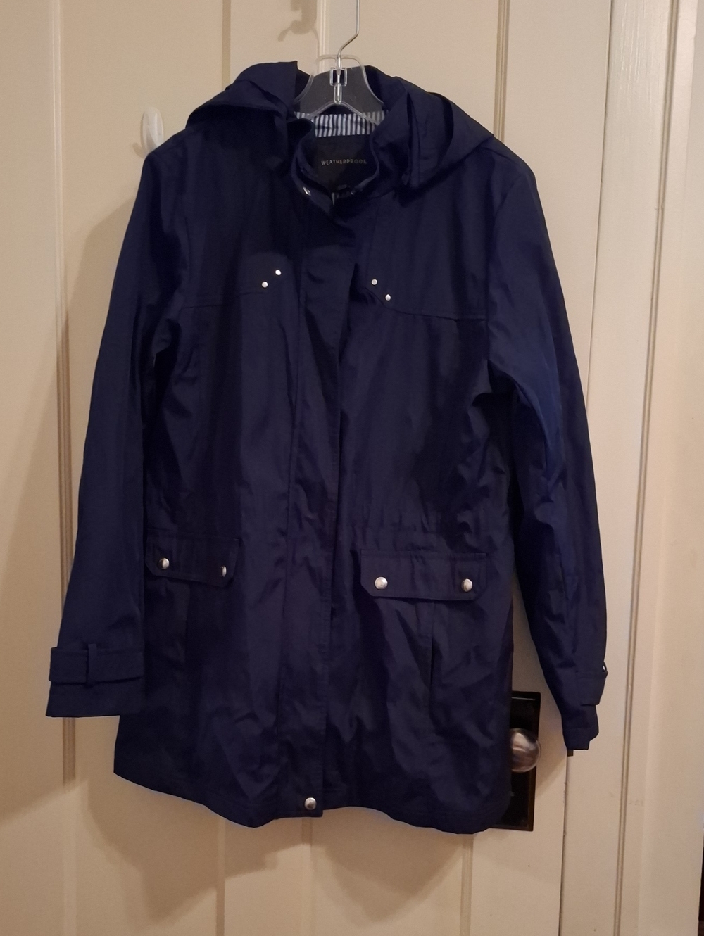 Weatherproof Navy Hooded Trench Coat